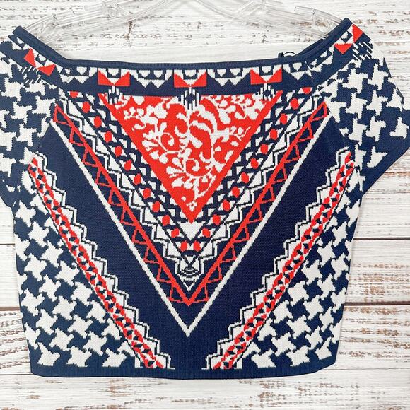 Jealous Tomato Navy, Red and White Contemporary Knit Sweater Crop, EUC, Medium - Picture 4 of 9